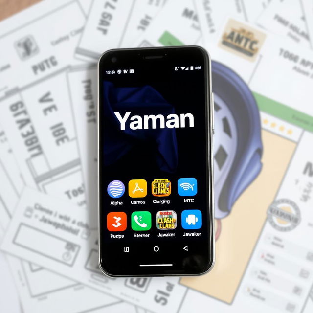 A modern smartphone displaying the name 'Yaman' prominently on the screen, designed for online charging