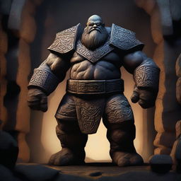 A high-quality digital art image, depicting a dwarven golem