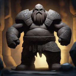 A high-quality digital art image, depicting a dwarven golem