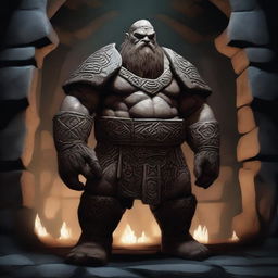 A high-quality digital art image, depicting a dwarven golem