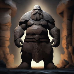 A high-quality digital art image, depicting a dwarven golem