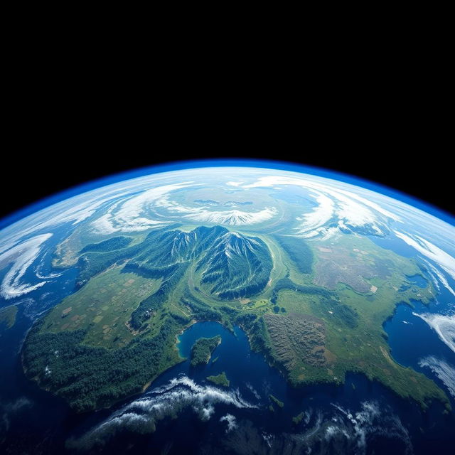 A breathtaking view of Planet Earth from space, showcasing the deep blues of the oceans contrasted with the vibrant greens of lush vegetation and extensive forests