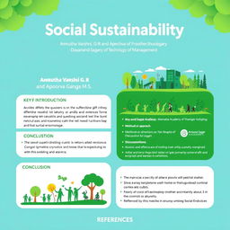 A lively and vibrant poster on social sustainability that captures attention with a clear and concise title 'Social Sustainability' at the top in bold, attractive typography