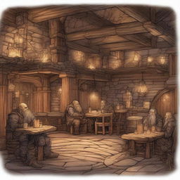 Craft a high-quality digital art image showcasing a large dwarven tavern