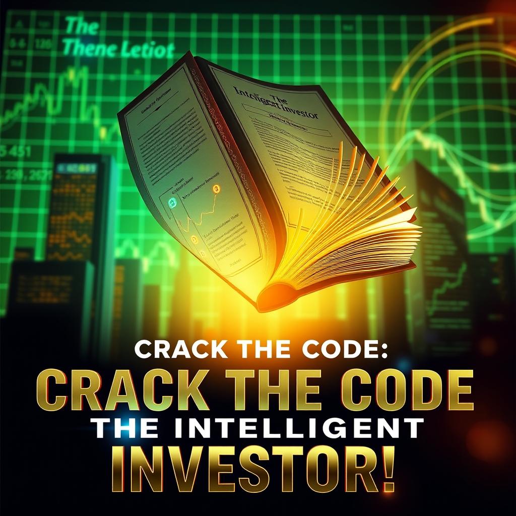 A groundbreaking and visually arresting thumbnail for a YouTube video summarizing 'The Intelligent Investor' by Benjamin Graham