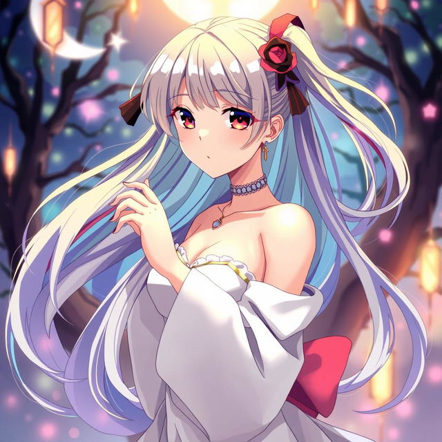 A stylized anime character depicted in an elegant, artistic manner, emphasizing the beauty and aesthetic of the anime art style