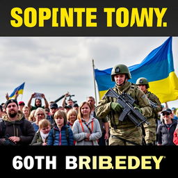 A powerful and inspiring image representing the support for the Ukrainian military, specifically the 60th brigade