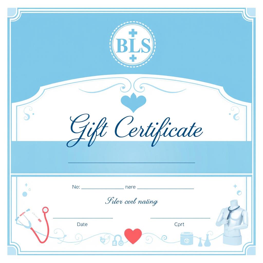 A beautifully designed gift certificate for BLS (Basic Life Support) training