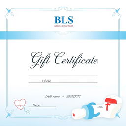 A beautifully designed gift certificate for BLS (Basic Life Support) training
