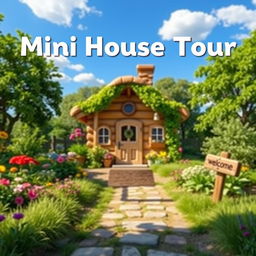 A vibrant and inviting thumbnail for a YouTube video titled 'Mini House Tour in My Village