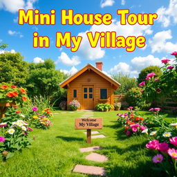 A vibrant and inviting thumbnail for a YouTube video titled 'Mini House Tour in My Village