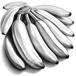 Another highest-quality pencil drawing, this time portraying a different perspective of a bunch of bananas