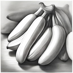 Another highest-quality pencil drawing, this time portraying a different perspective of a bunch of bananas