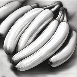 A highest-quality ballpoint pen drawing, presenting a fresh take on a bunch of bananas