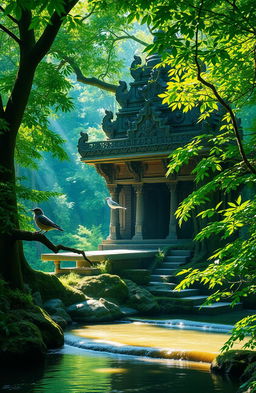 A stunning natural temple set in a lush green forest