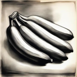 A captivating, highest-quality charcoal drawing that depicts a bunch of bananas