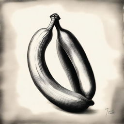 A captivating, highest-quality charcoal drawing that depicts a single banana