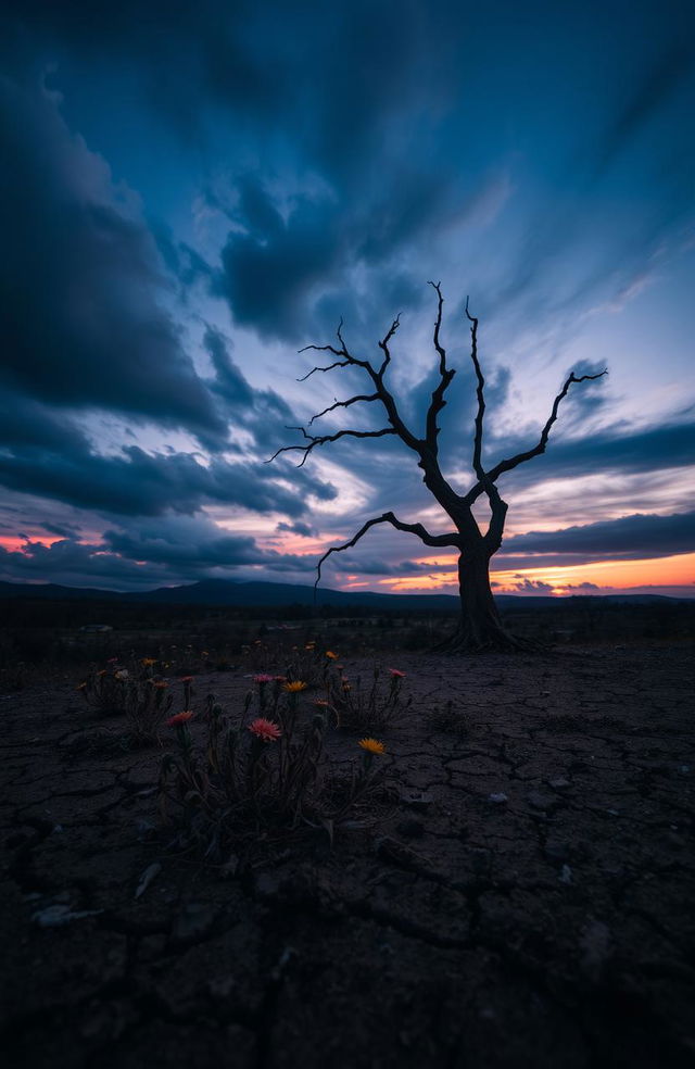 A hauntingly beautiful scene capturing the essence of yesterday's misery