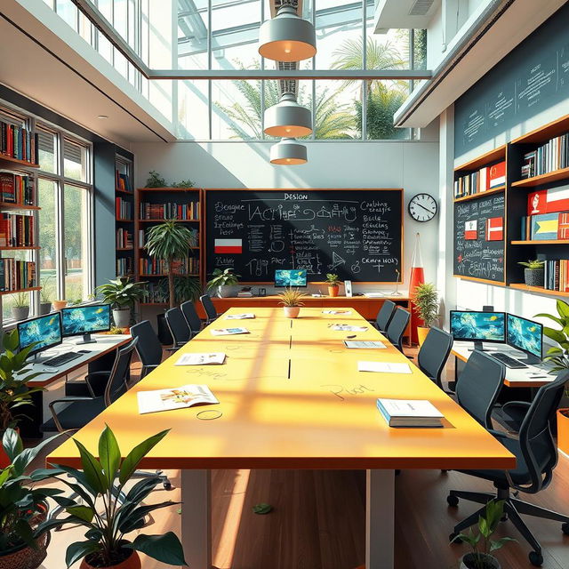 A visually appealing and modern office environment focused on designing and translation services