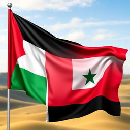 A beautiful and harmonious composition featuring the flags of Palestine and Sudan together