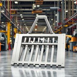 A large industrial shoe rake specifically designed for a factory setting, showcasing its robust construction and heavy-duty functionality