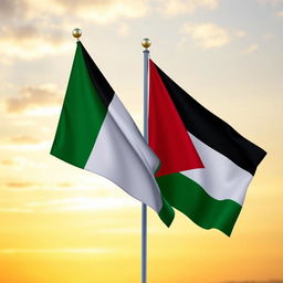 An artistic representation showcasing the flags of Palestine and Sudan together