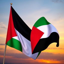 An artistic representation showcasing the flags of Palestine and Sudan together