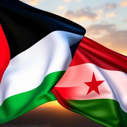 An artistic representation showcasing the flags of Palestine and Sudan together