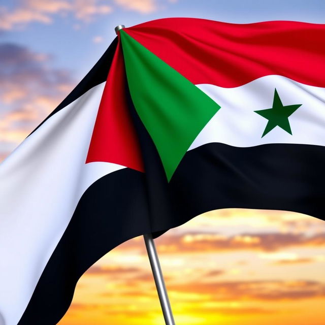 An artistic representation showcasing the flags of Palestine and Sudan together