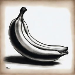 A captivating, highest-quality charcoal drawing showcasing a single banana