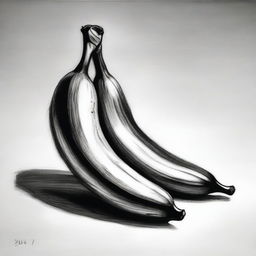 A captivating, highest-quality charcoal drawing showcasing a single banana