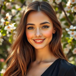 A portrait of a beautiful young woman with captivating features