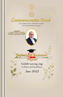 A beautifully designed commemorative book cover for the alumni reunion program celebrating the professional life of Professor Md