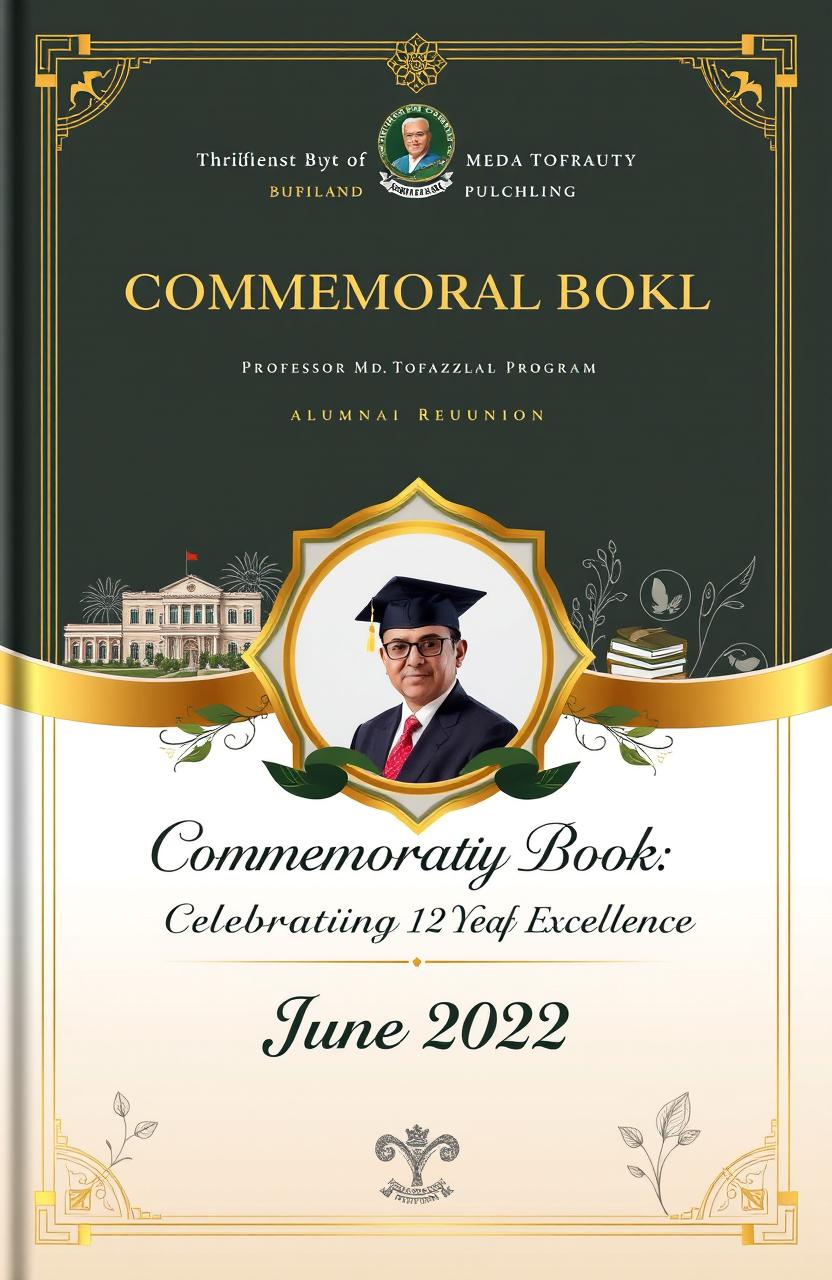 A beautifully designed commemorative book cover for the alumni reunion program celebrating the professional life of Professor Md
