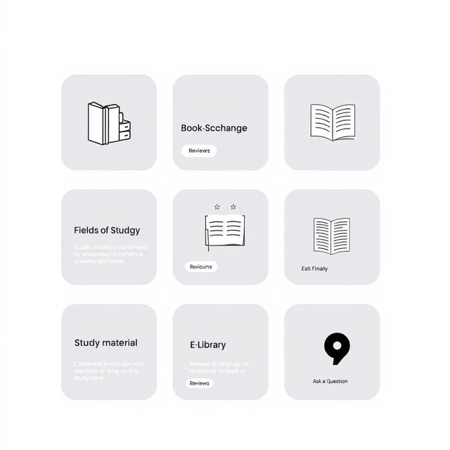 A modern website app layout displaying various sections for a digital library platform