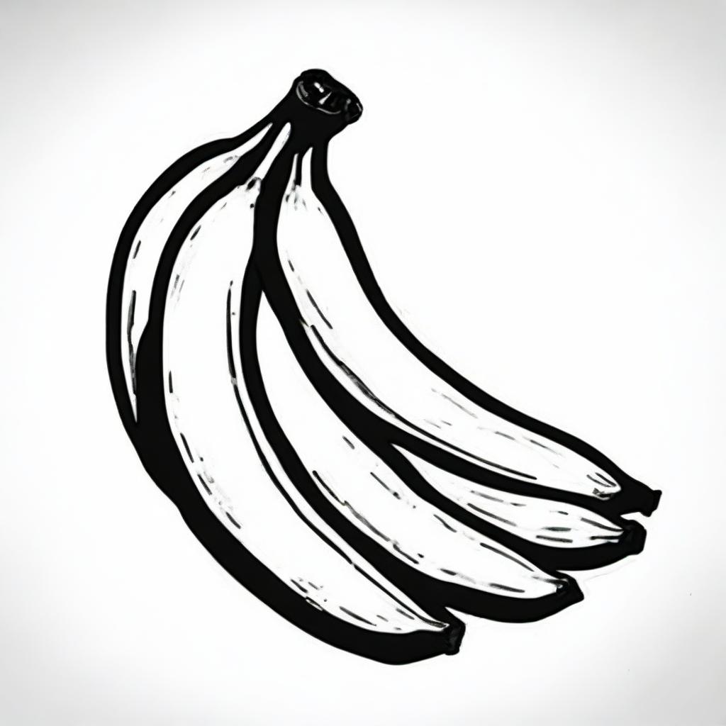 A high-resolution image of a black sharpie marker drawing, featuring a banana as its subject