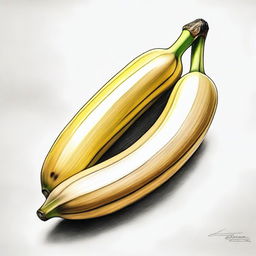 A high-quality image of a pencil drawing, showcasing a banana as its central subject