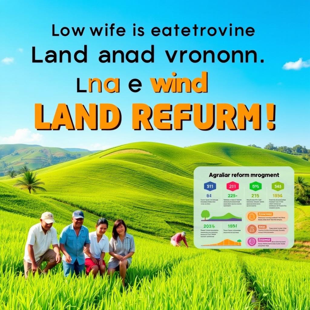 A digital poster representing positive sentiments towards land and agrarian reform programs in the Philippines