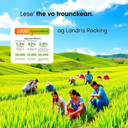 A digital poster representing positive sentiments towards land and agrarian reform programs in the Philippines