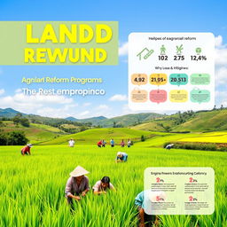 A digital poster representing positive sentiments towards land and agrarian reform programs in the Philippines