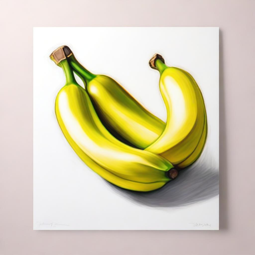 A high-quality image of a pastel drawing, featuring a banana as the main subject