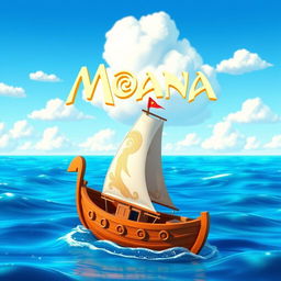 A vibrant and colorful animated scene inspired by the movie Moana, featuring a beautiful ocean landscape