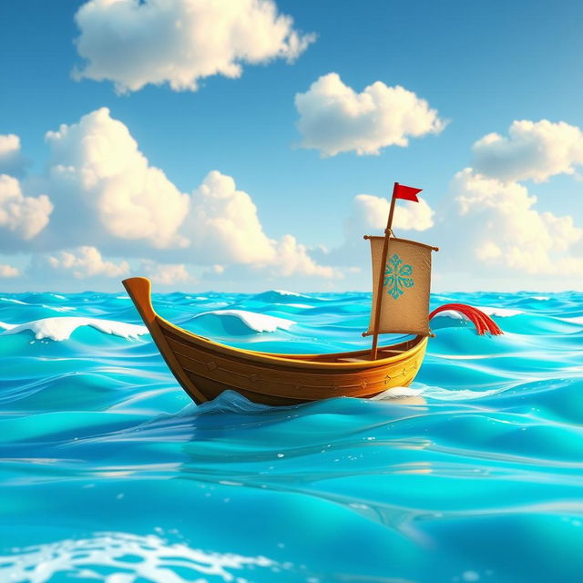 A vibrant and colorful animated scene inspired by the movie Moana, featuring a beautiful ocean landscape