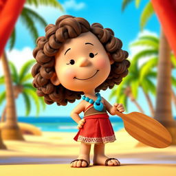 A 3D rendered cartoon character from Peanuts transformed into Moana