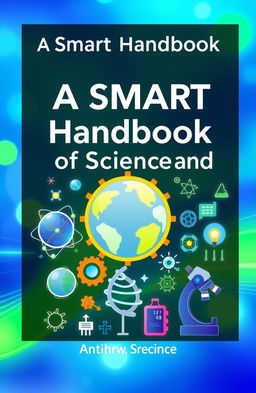 A visually engaging book cover for a science book titled "A Smart Handbook of Science and Technology"
