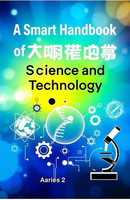 A visually engaging book cover for a science book titled "A Smart Handbook of Science and Technology"