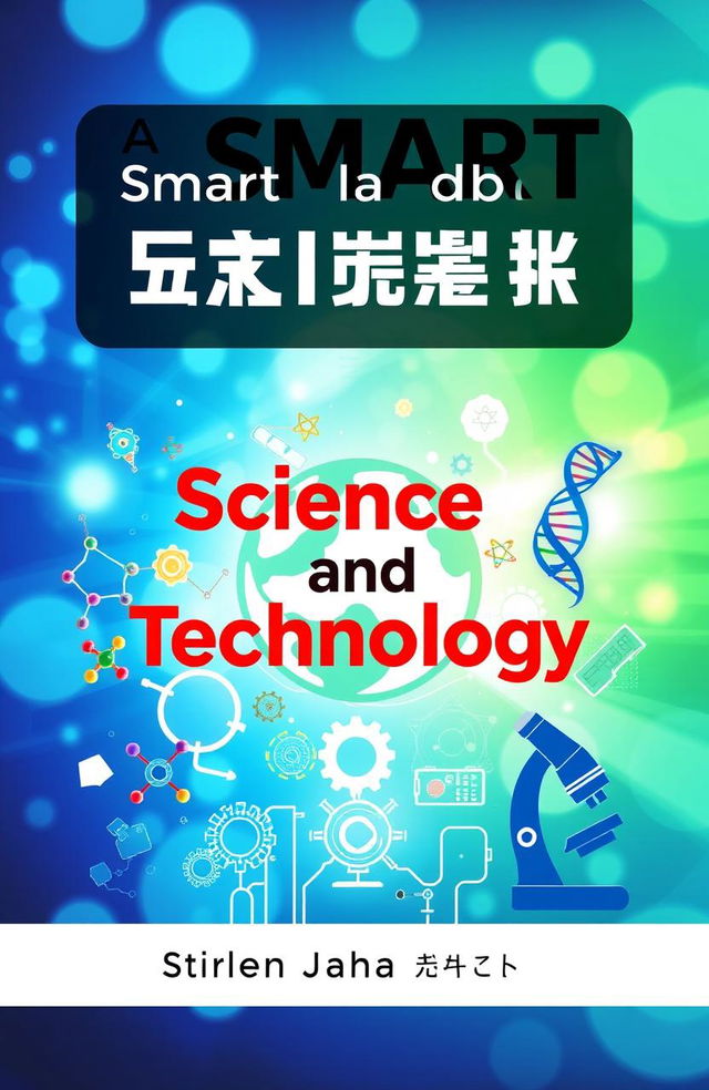 A visually engaging book cover for a science book titled "A Smart Handbook of Science and Technology"