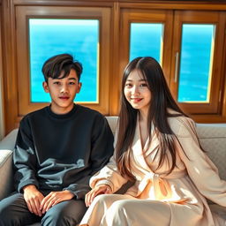 A beautiful woman with a distinctive Korean idol face, around 18 years old, dressed in stylish clothing