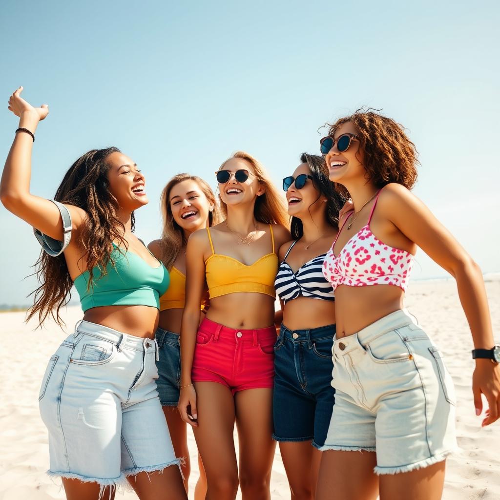 A group of confident and stylish young women posing together, showcasing a sense of empowerment and friendship