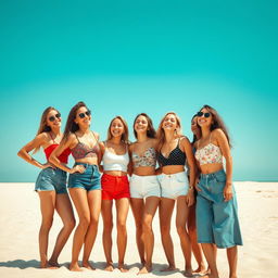 A group of confident and stylish young women posing together, showcasing a sense of empowerment and friendship